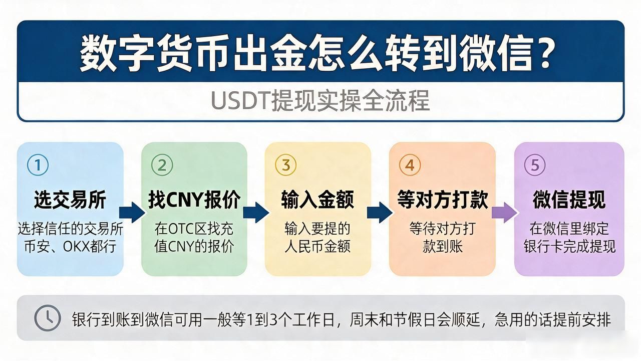 数字货币出金怎么转到微信？USDT提现实操全流程