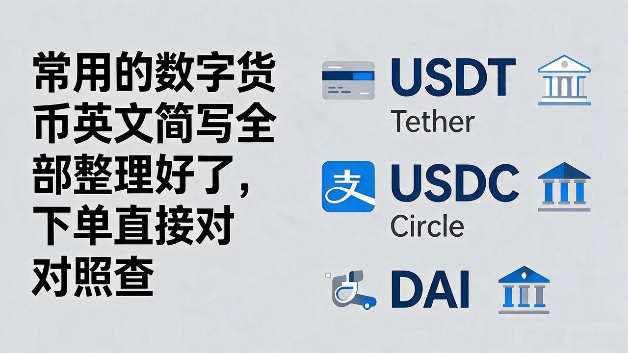 常用的数字货币英文简写全部整理好了，下单直接对照查